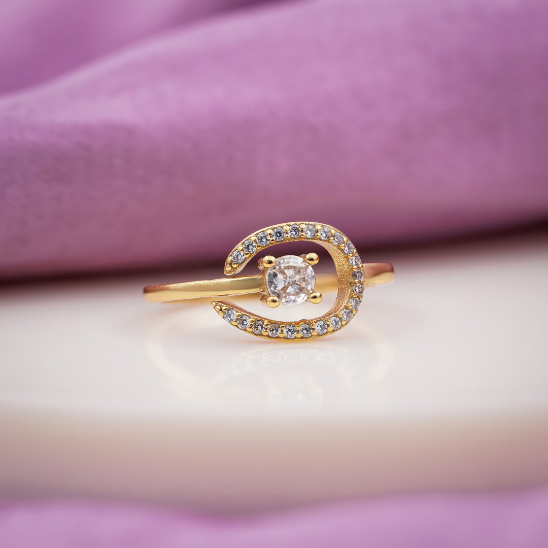 Golden Swirl Solitaire Ring GWR -89