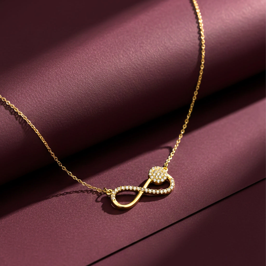 Gold Pave Infinity Floral Women Necklace GWN -140