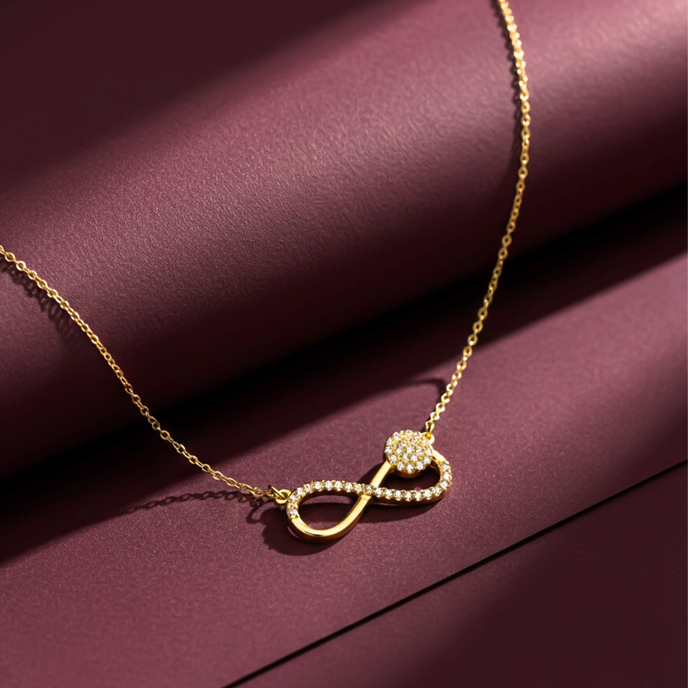 Gold Pave Infinity Floral Women Necklace GWN -140