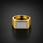 Men’s Gold-Tone Silver Textured Ring GMR -22