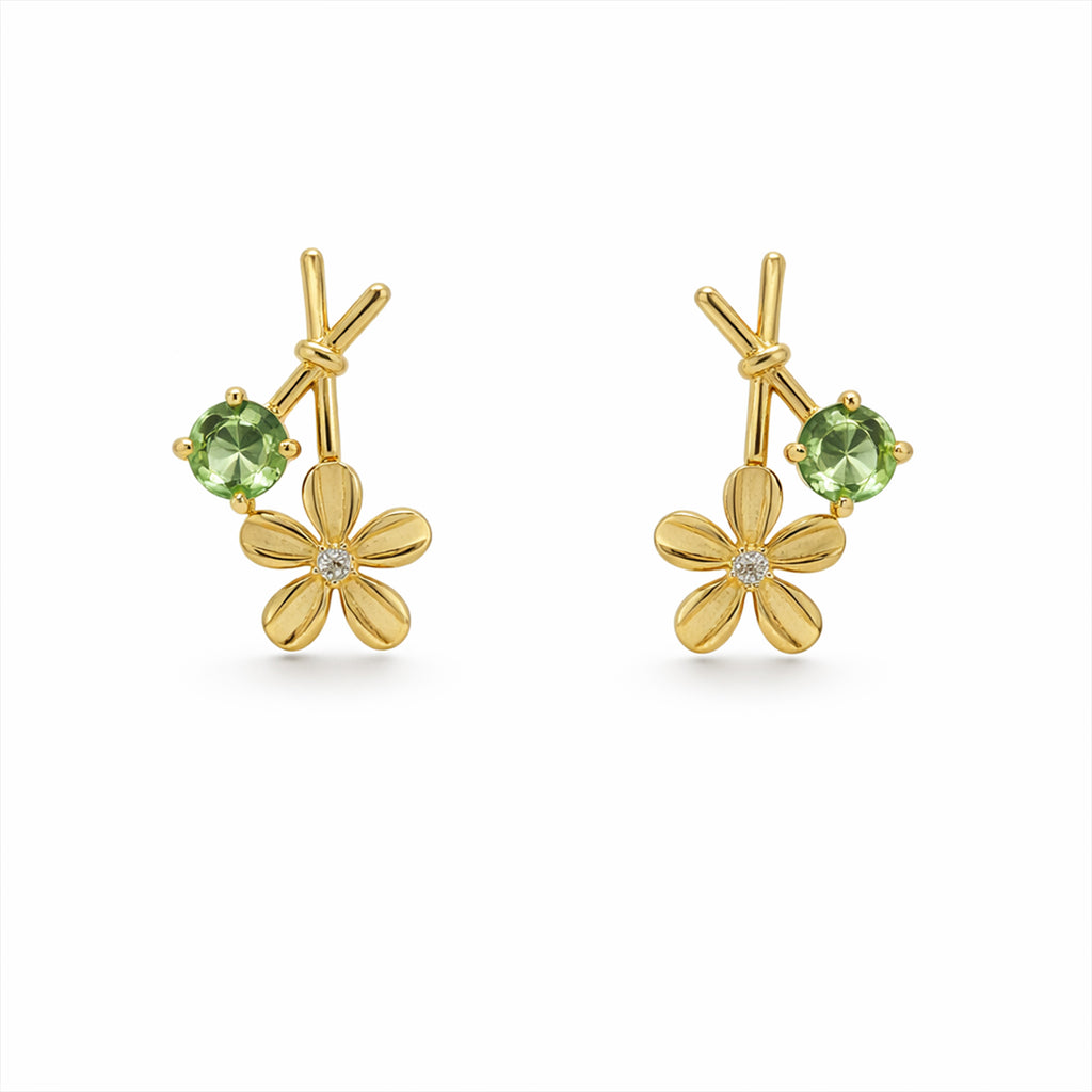 Green Floral Drop Earrings GWE -116
