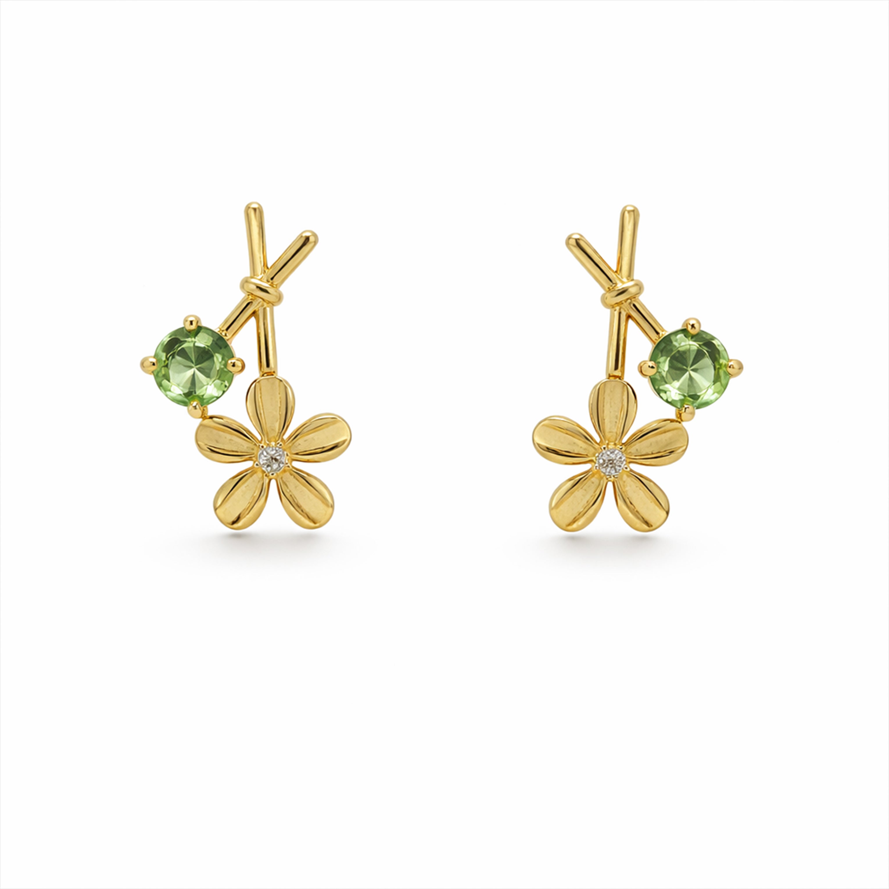 Green Floral Drop Earrings GWE -116