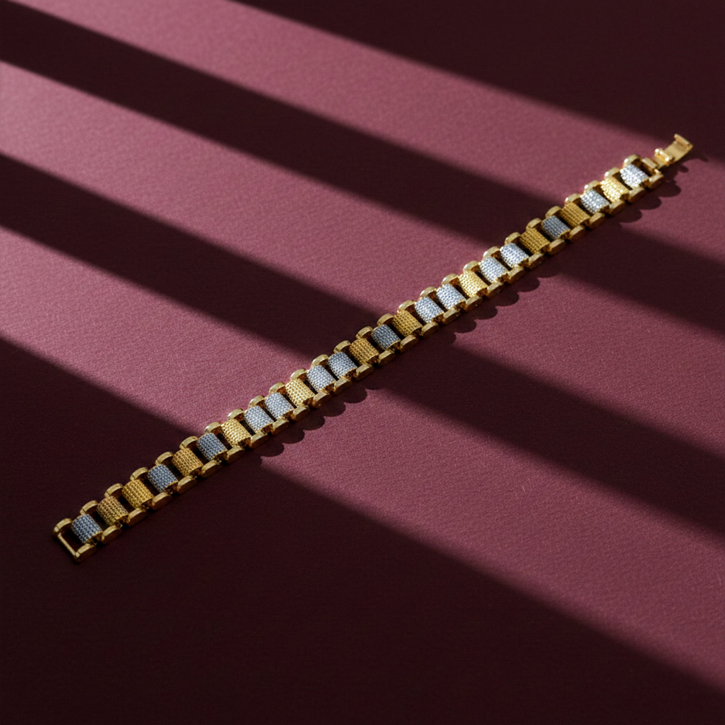 Men’s Two-Tone Textured Link Bracelet GMB -7
