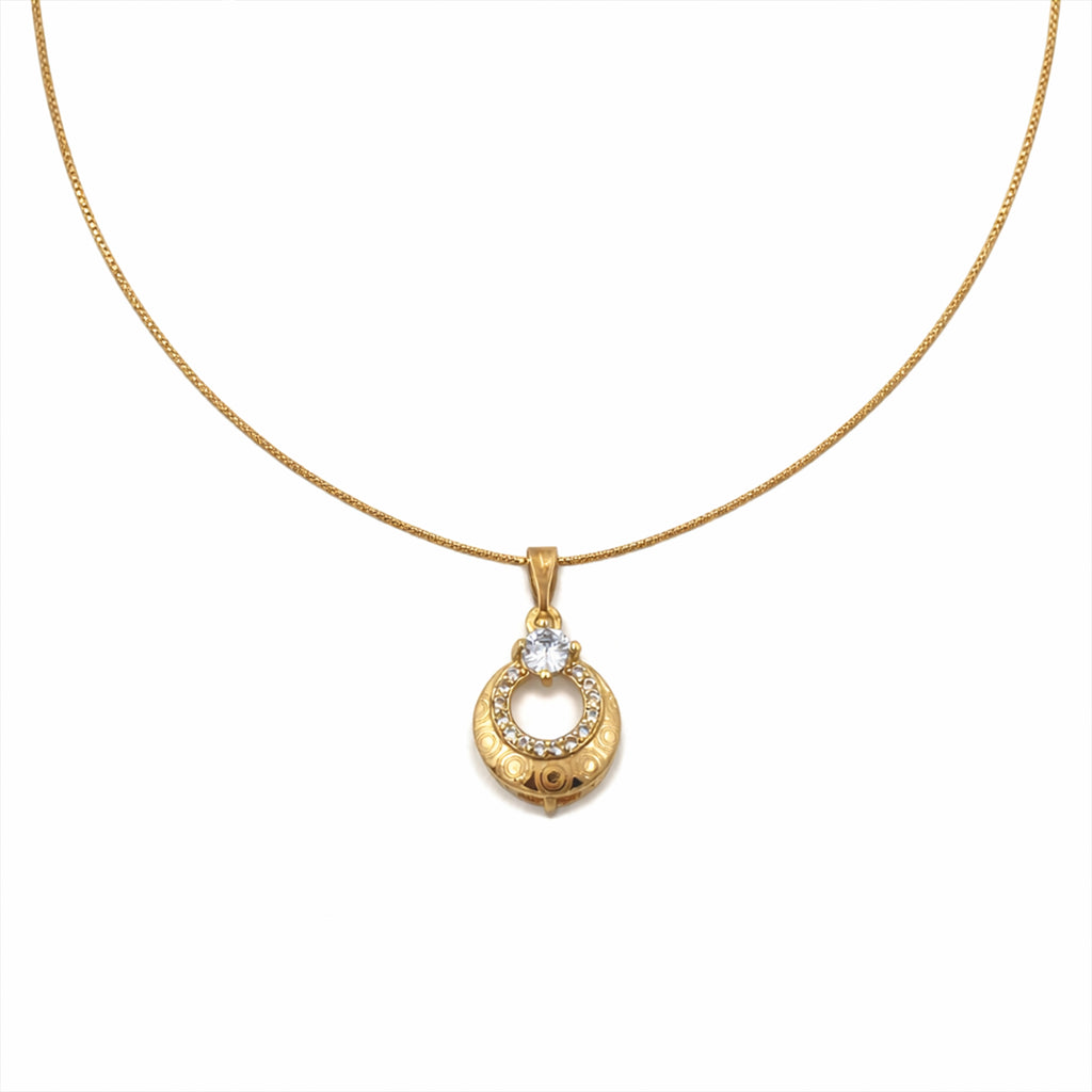 Elegant Gold Circle Pendant Necklace GWN -166