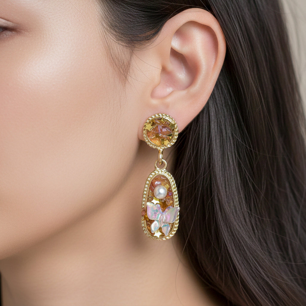 Gold Tone Butterfly Earrings GWE -213