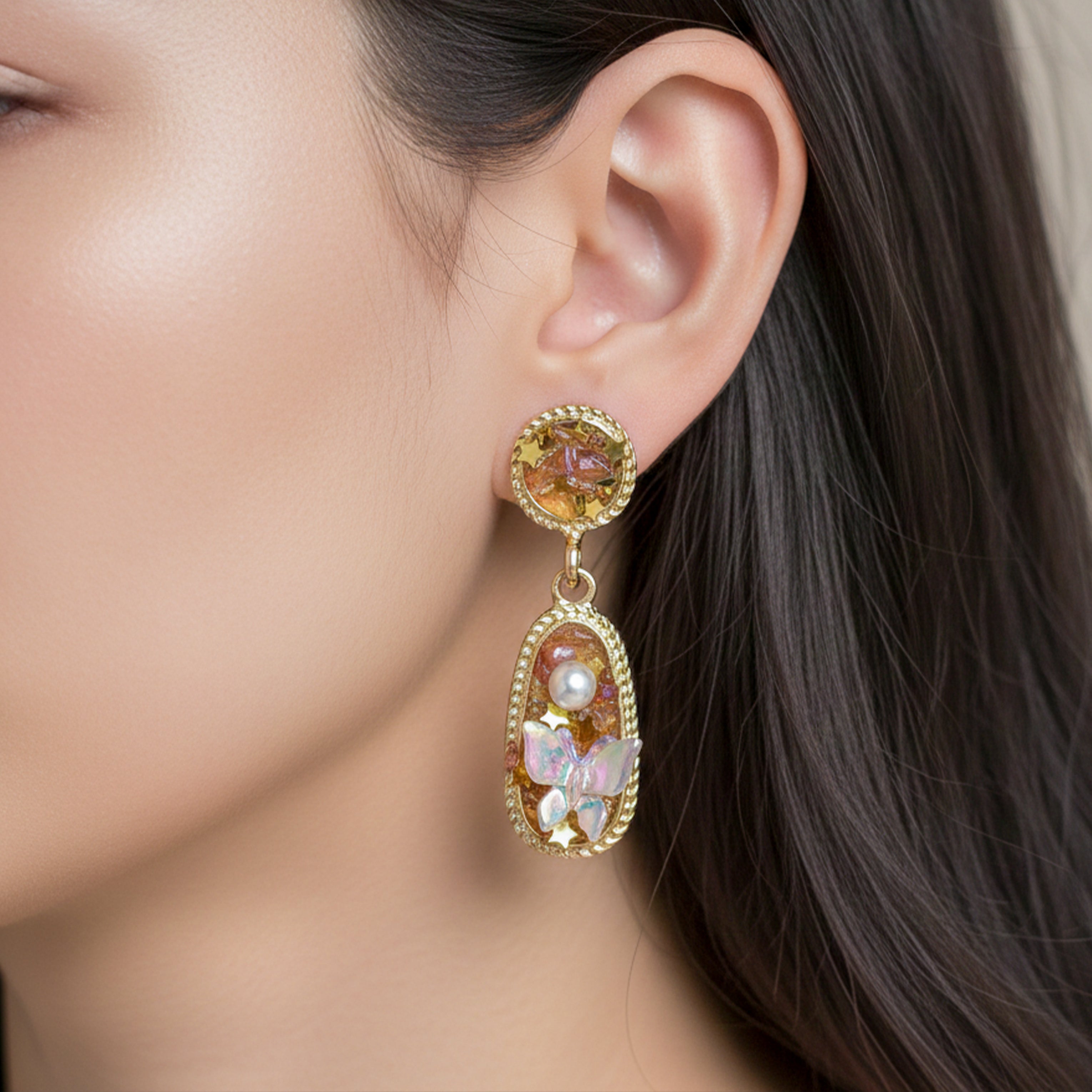 Gold Tone Butterfly Earrings GWE -213