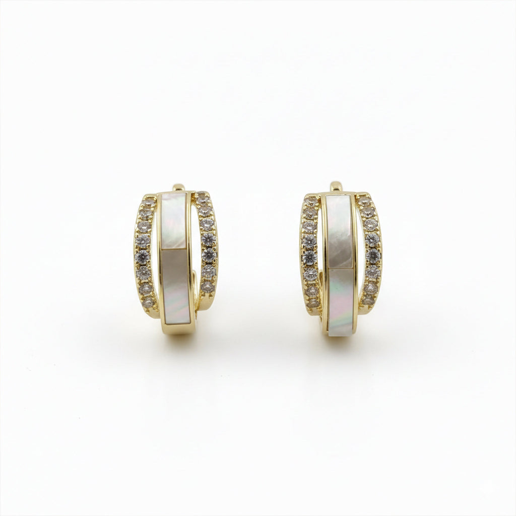 Mother-of-Pearl Crystal Hoop Earrings GWE -158