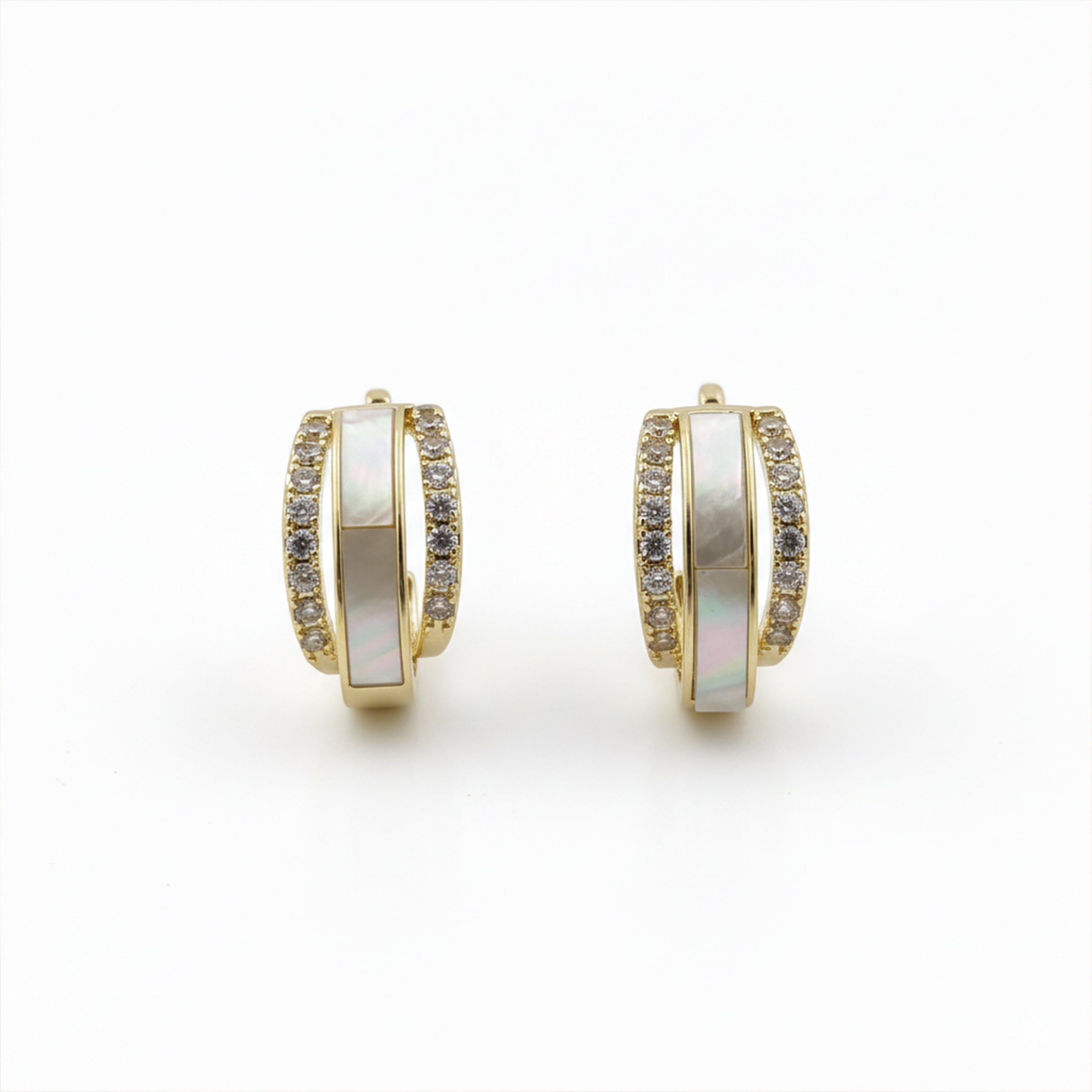 Mother-of-Pearl Crystal Hoop Earrings GWE -158