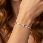 Rose Gold Pearl Drop Tennis Bracelet GWB -97