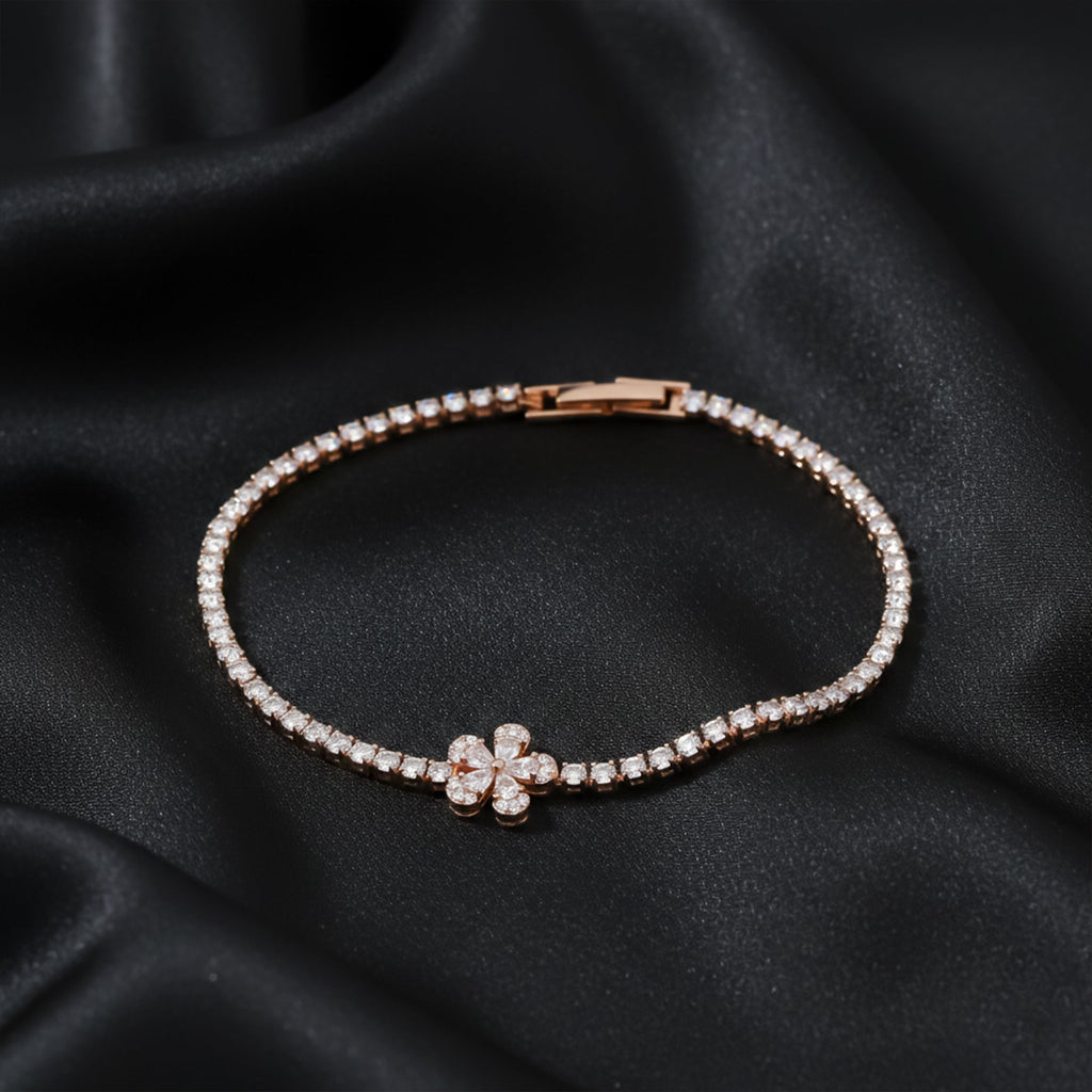 Rose Gold Floral Tennis Bracelet GWB -88