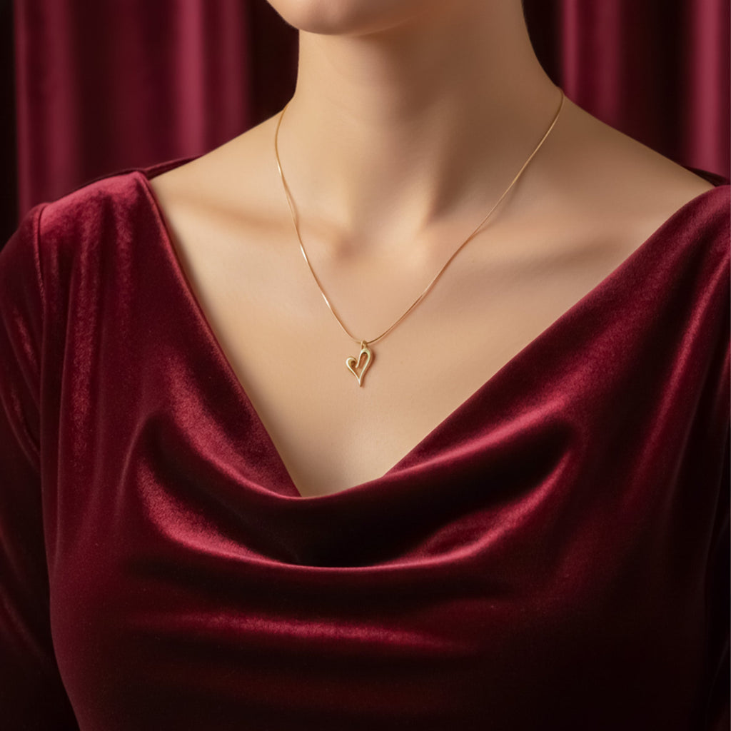 Golden Open Heart Charm Necklace GWN -62