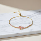 Gold Pink Floral Bracelet GWB -154