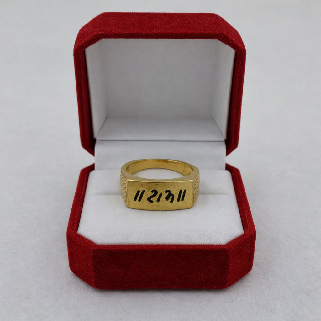 Men’s Black Om Symbol Gold-Tone Ring GMR -31