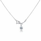 Sterling Silver Bow Ribbon Women Necklace GWN -134