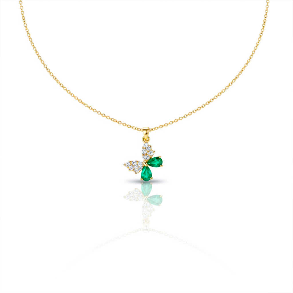 Dainty Emerald Green Butterfly Women Necklace GWN -112