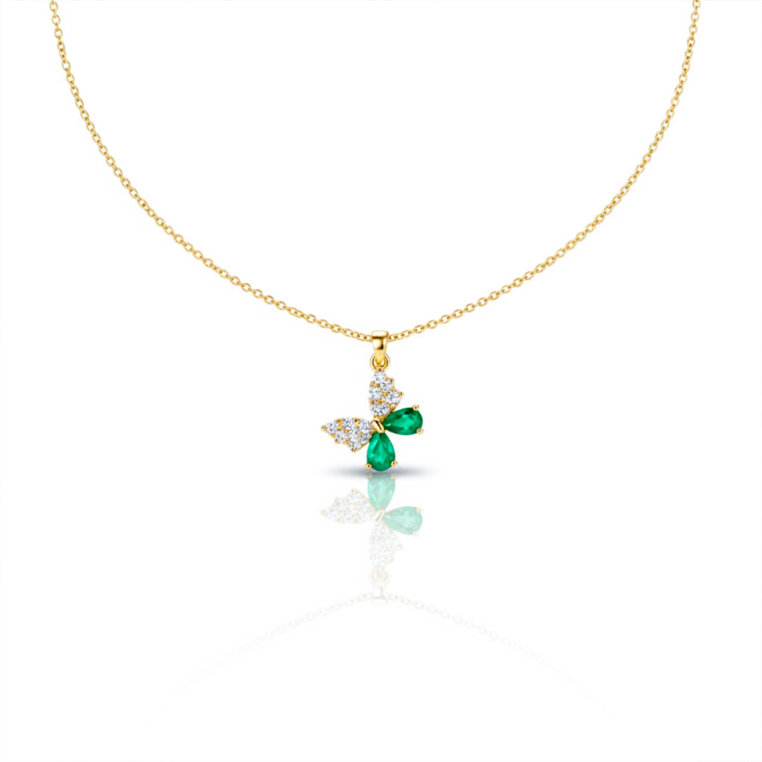 Dainty Emerald Green Butterfly Women Necklace GWN -112
