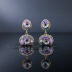 Lavender Floral Stone Drop Earrings GWE -244