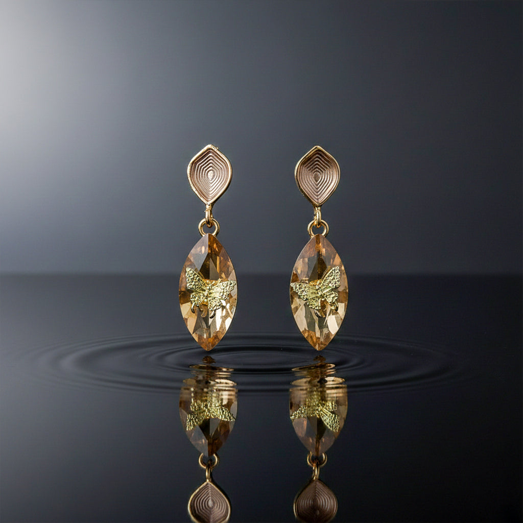 Butterfly Crystal Drop Earrings GWE -217