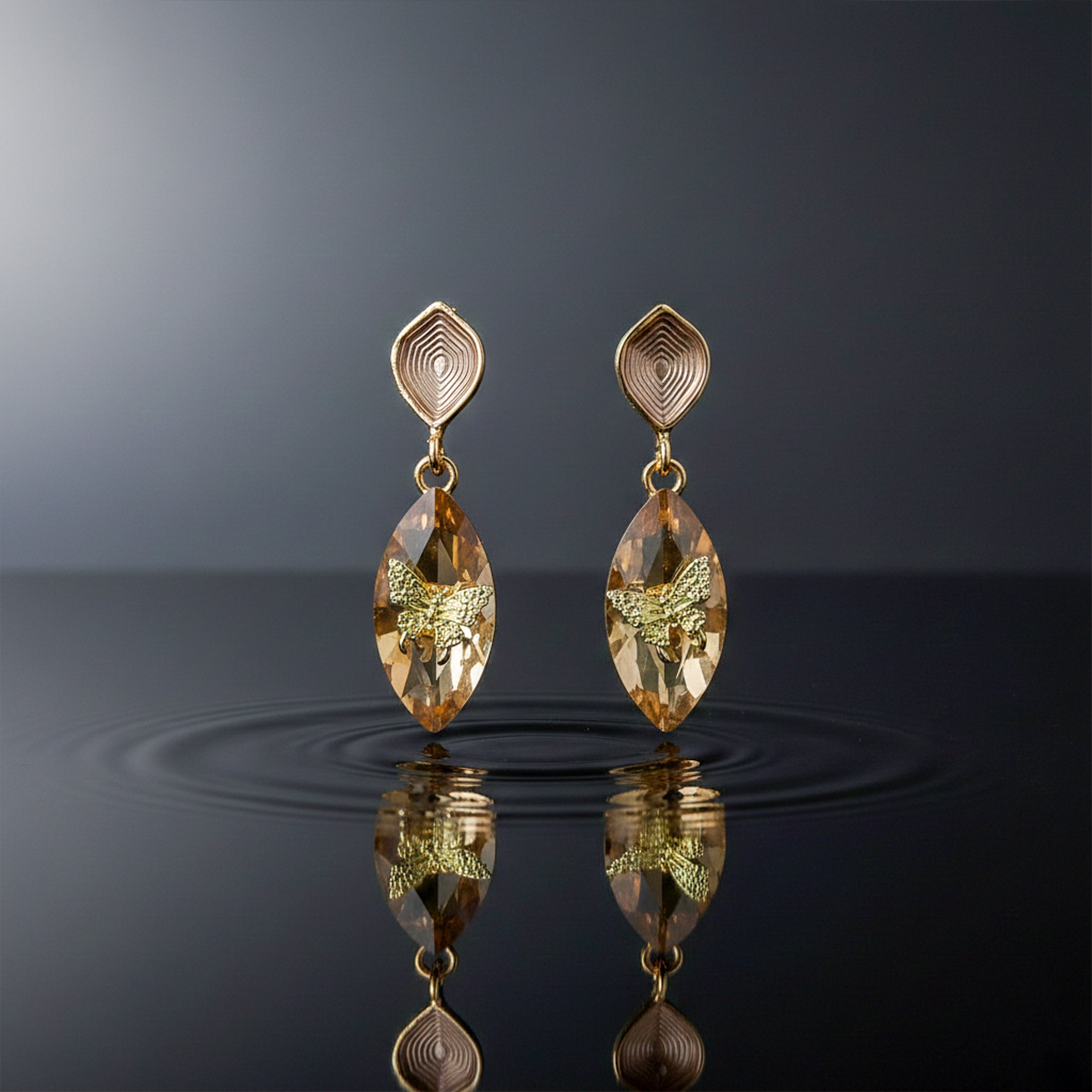 Butterfly Crystal Drop Earrings GWE -217