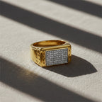 Men’s Gold-Tone Silver Textured Ring GMR -22