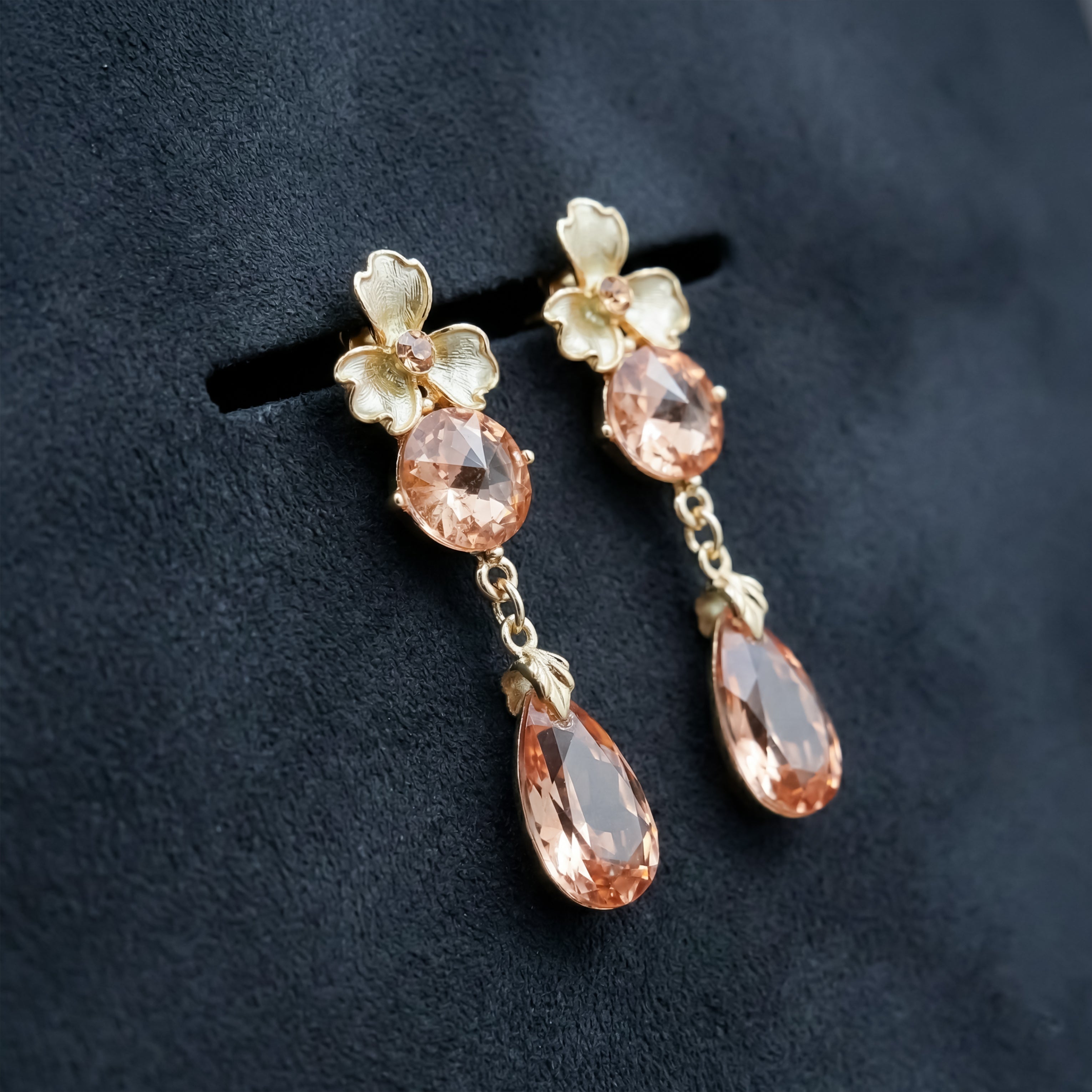 Peach Crystal Earrings GWE -192