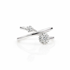 Silver Dual Flower Open Ring GWR -86