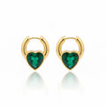 Emerald Heart Gold Hoop Earrings GWE -70