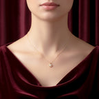 Golden Pearl Halo Elegance Necklace GWN -57