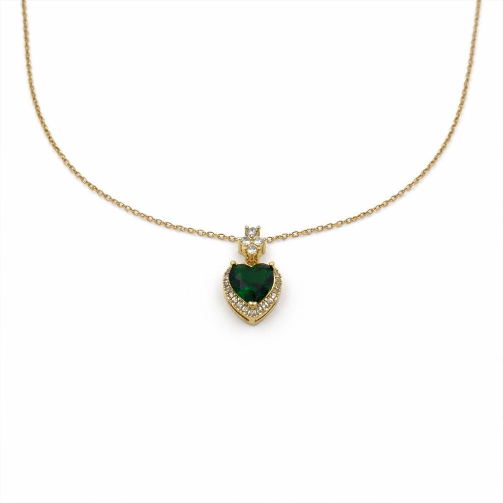 Emerald Heart Drop Pendant Necklace GWN -163