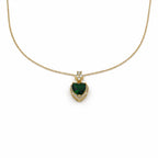 Emerald Heart Drop Pendant Necklace GWN -163