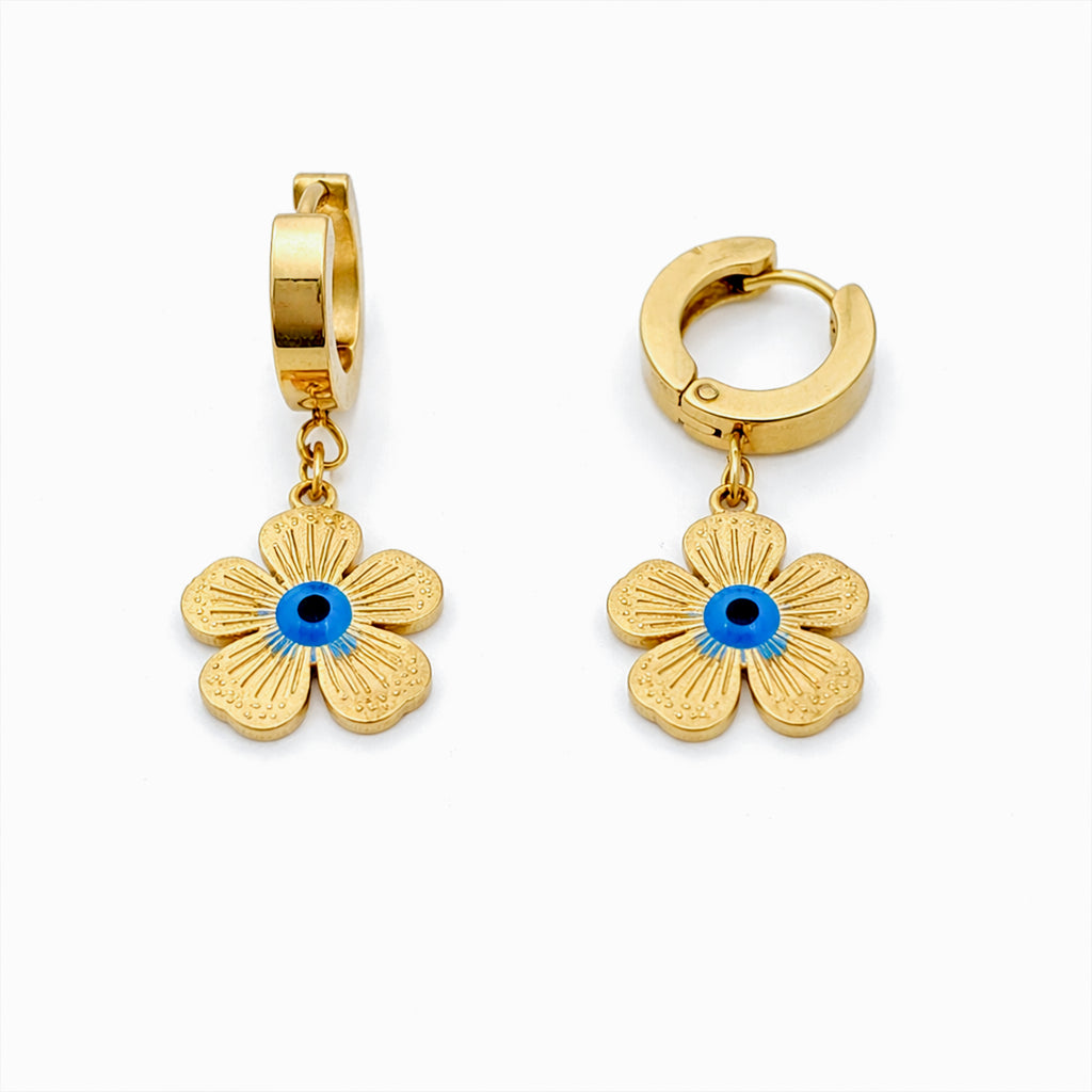 Blue Eye Floral Drop Earrings GWE -81
