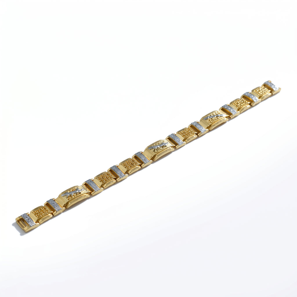 Men’s Two-Tone Textured Link Bracelet GMB -3