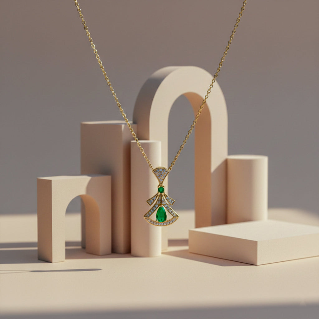 Emerald Drop Designer Pendant Necklace GWN -102