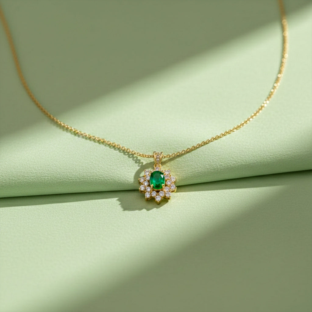 Emerald-Cut Green Gemstone Women Neckless GWN -92
