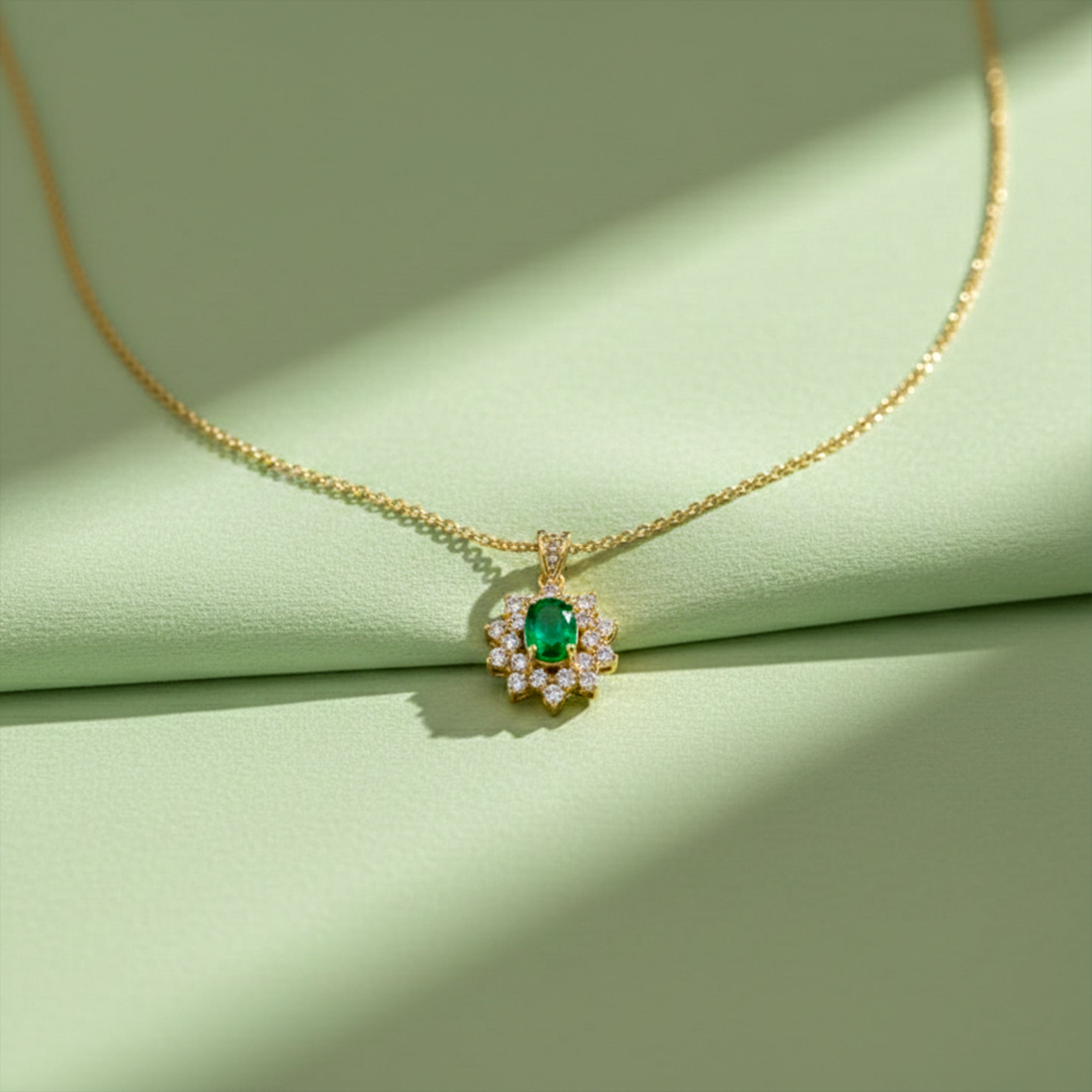 Emerald-Cut Green Gemstone Women Neckless GWN -92