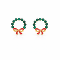 Emerald Wreath Bow Stud Earrings GWE -118