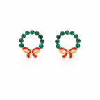 Emerald Wreath Bow Stud Earrings GWE -118