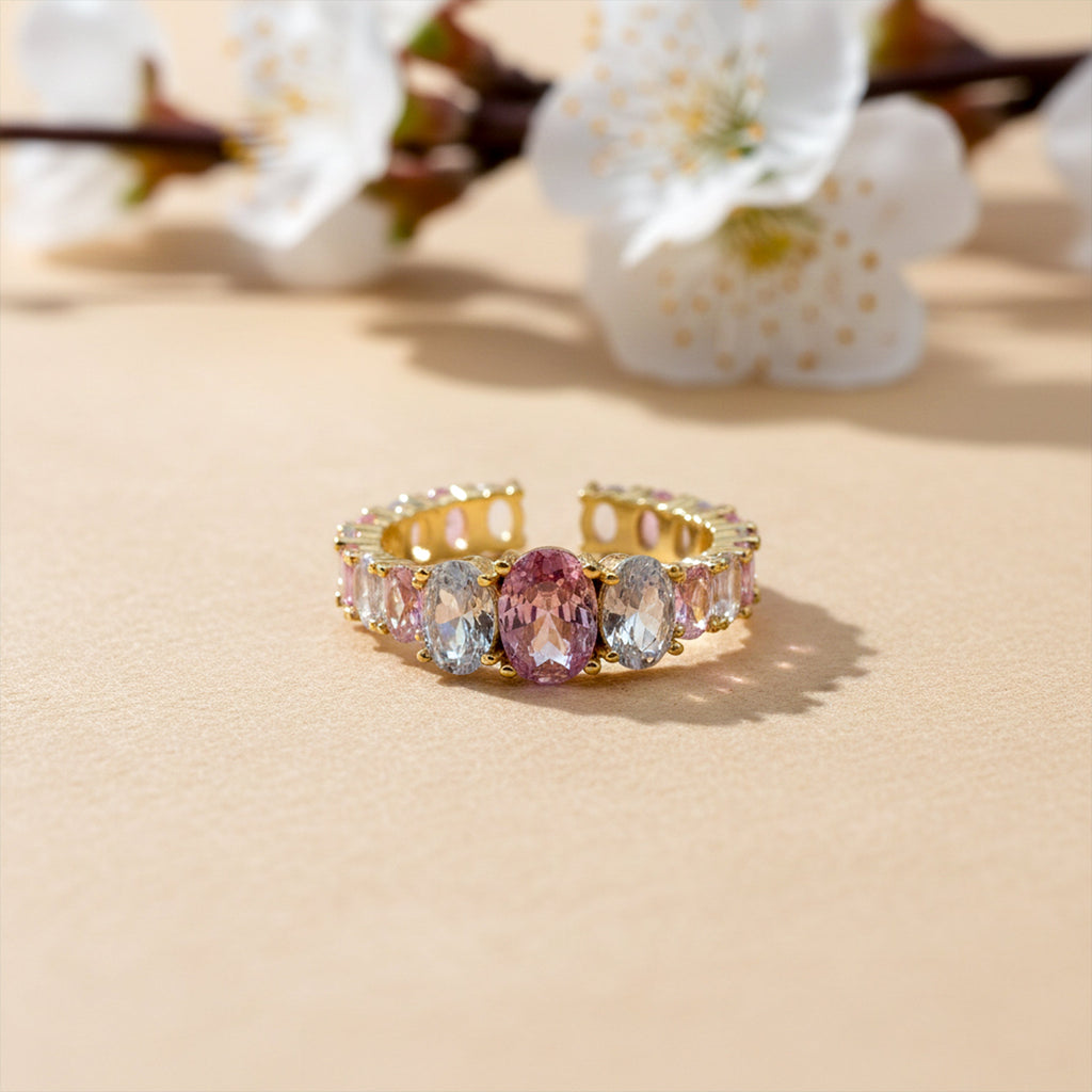 Pink & White Oval Ring GWR -58