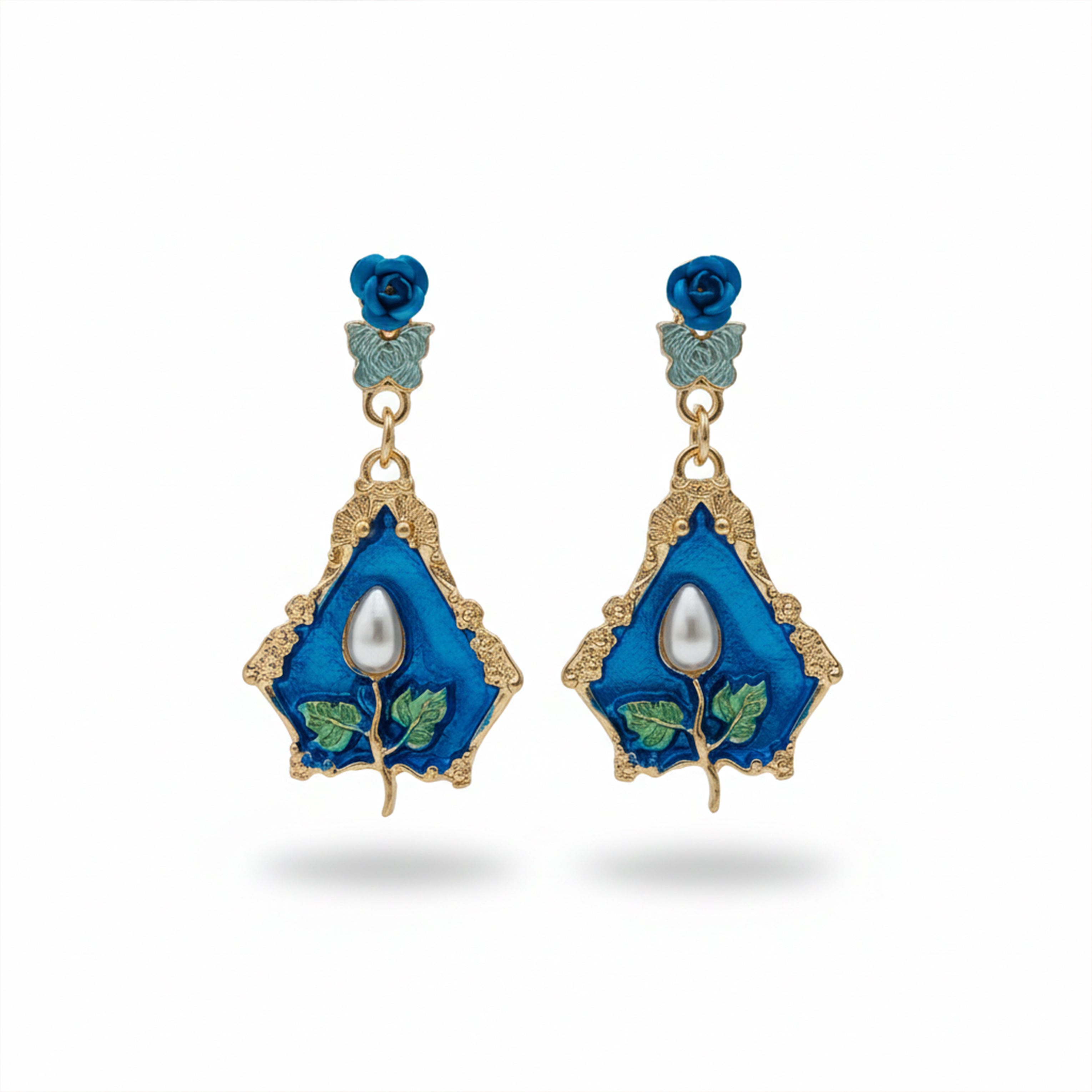 Royal Blue Floral Earrings GWE -234
