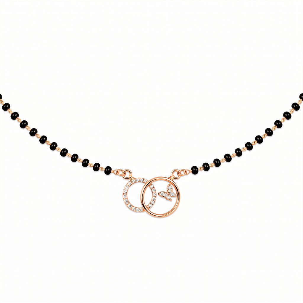 Rose Gold Black Beaded Mangalsutra GM -61