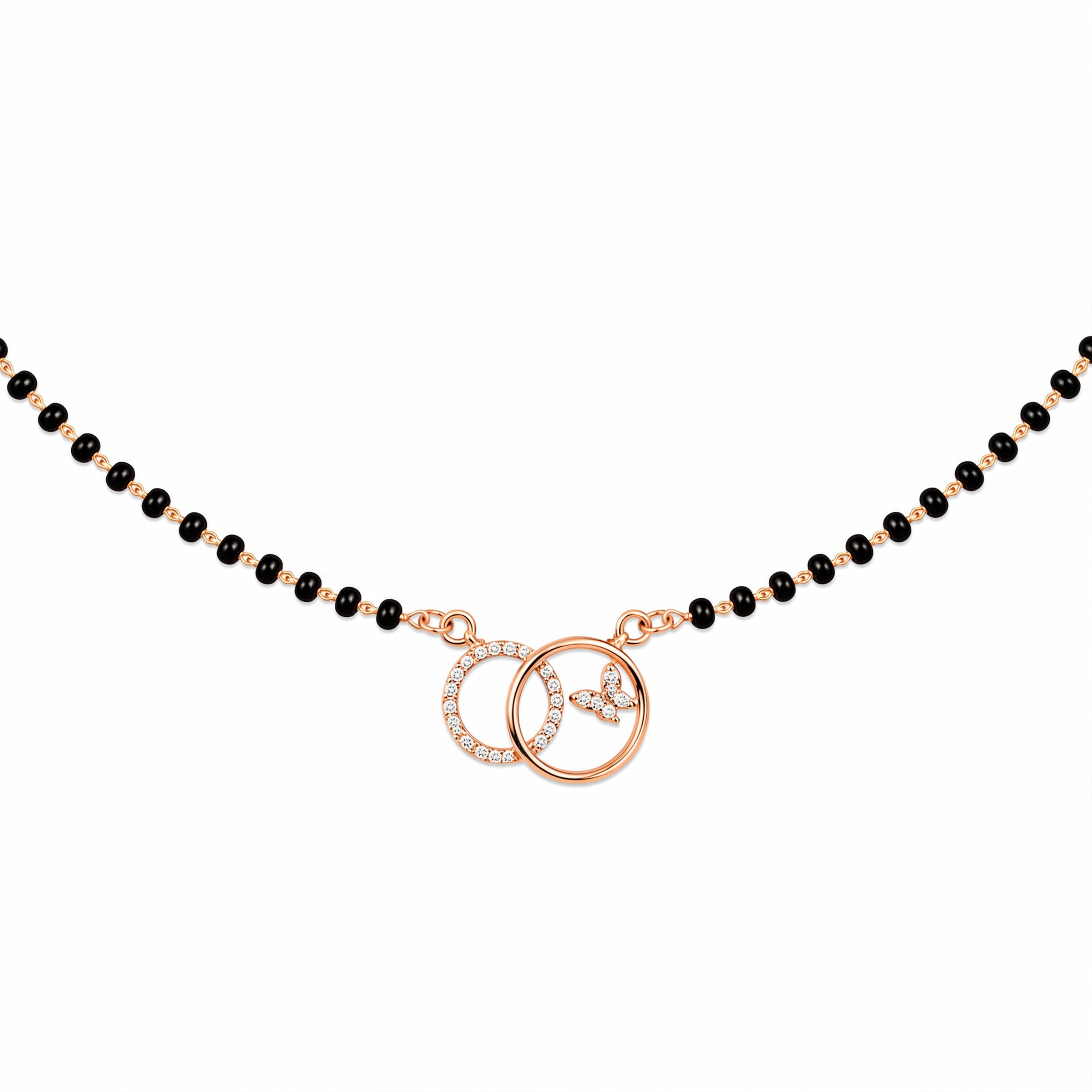 Rose Gold Black Beaded Mangalsutra GM -61