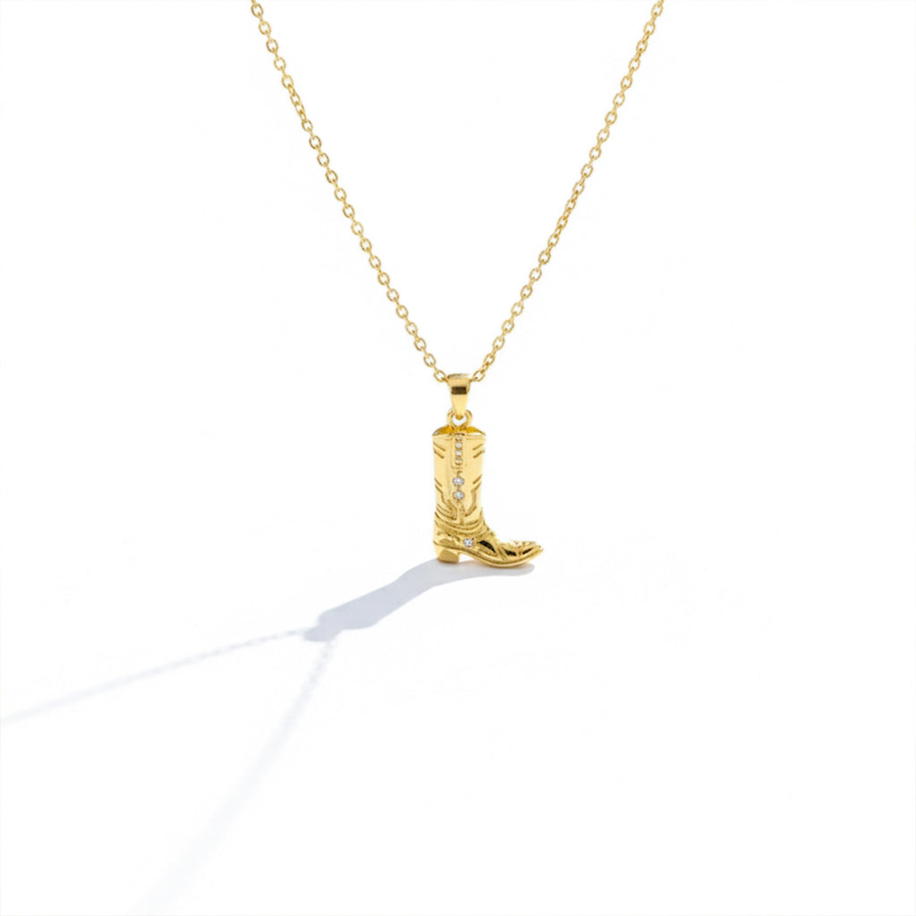 Gold Cowboy Boot Charm Women Necklace GWN -156