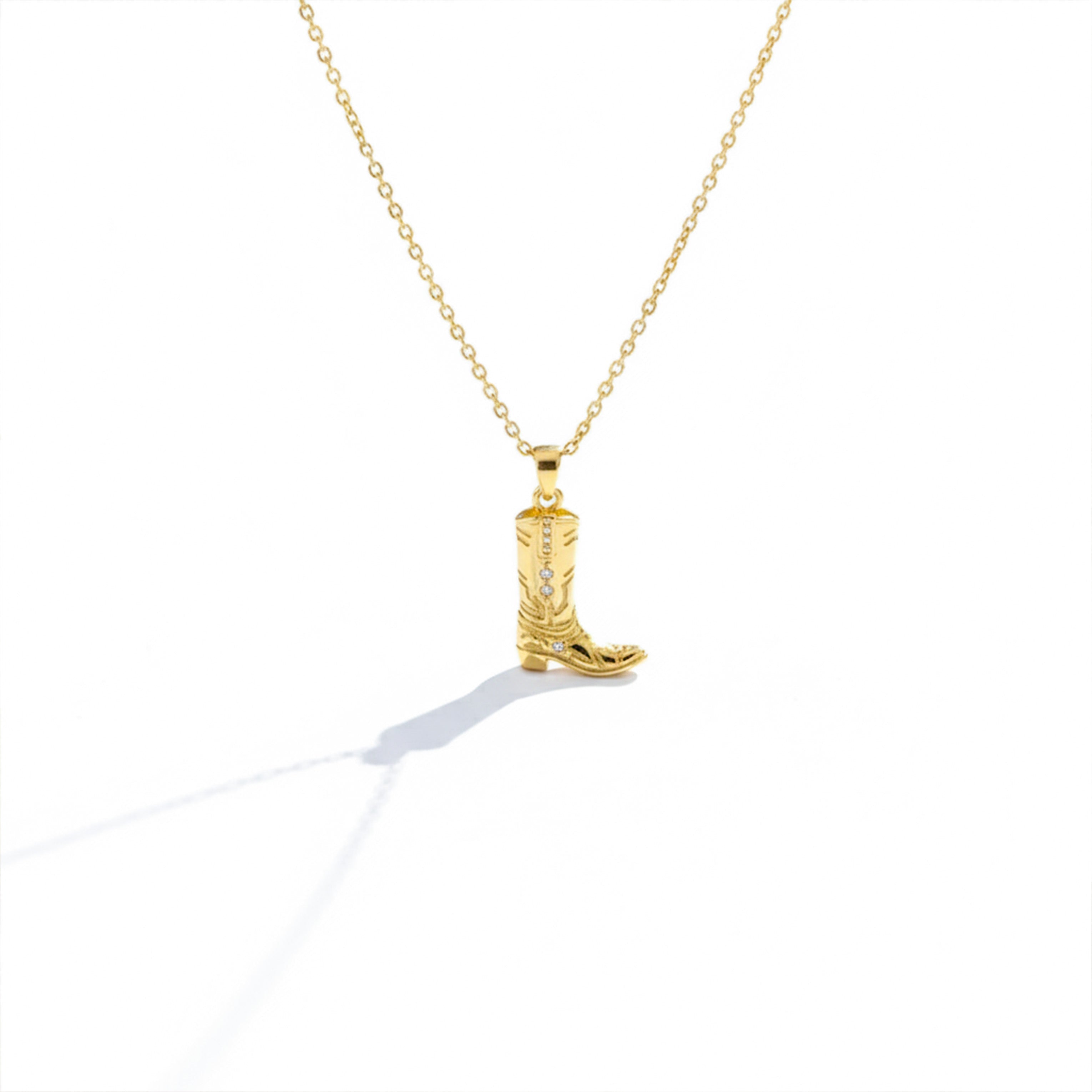 Gold Cowboy Boot Charm Women Necklace GWN -156