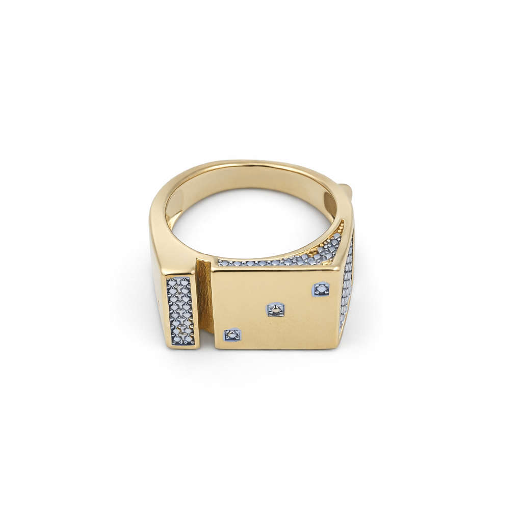 Men’s Gold-Tone Geometric Studded Ring GMR -17