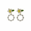 Floral & Crystal Hoop Drop Earrings GWE -133