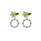 Floral & Crystal Hoop Drop Earrings GWE -133