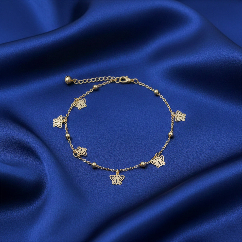 Gold Butterfly Charm Anklet GWA -49