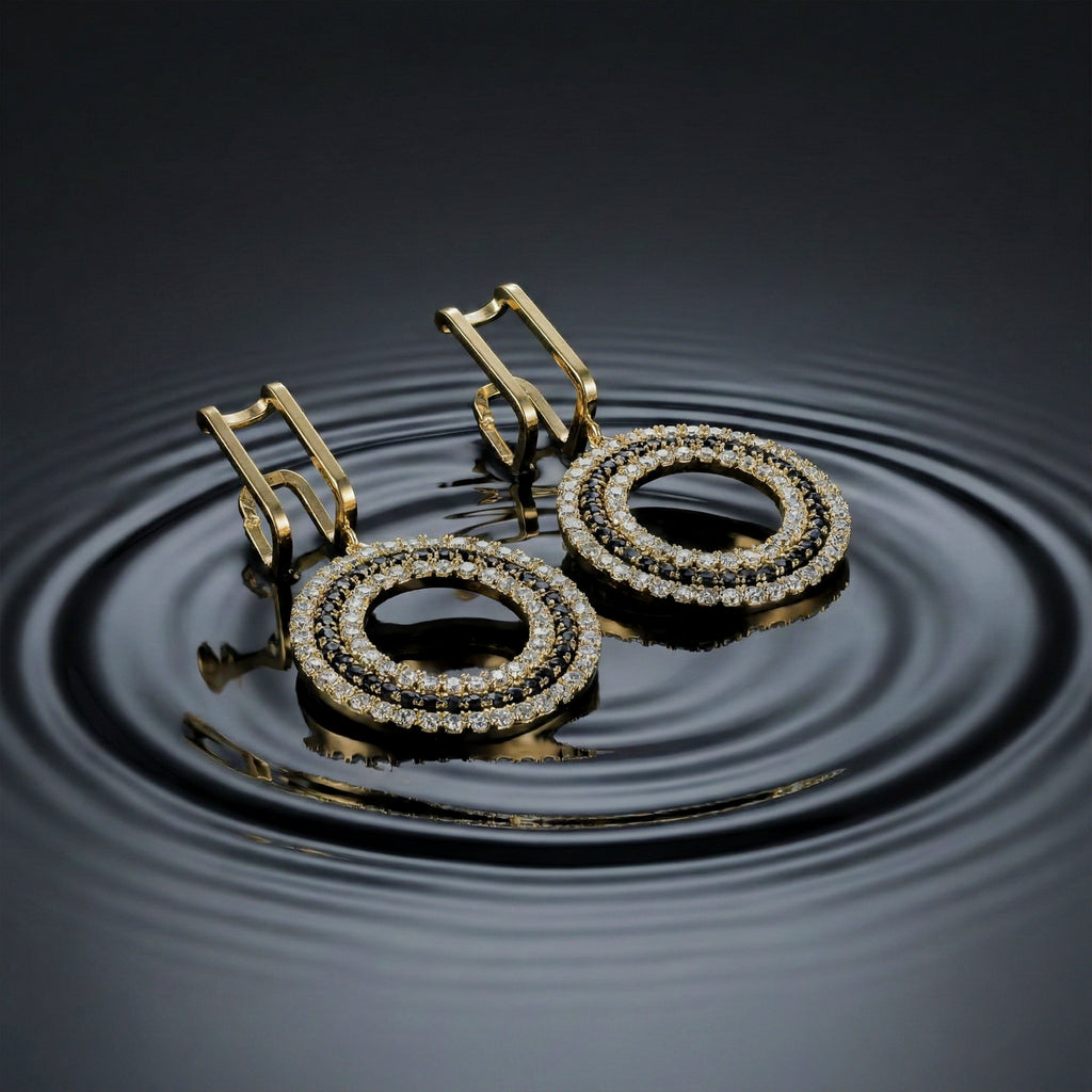 Royal Noir Crystal Drop Earrings GWE -162