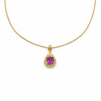 Ruby Halo Drop Pendant Necklace GWN -73