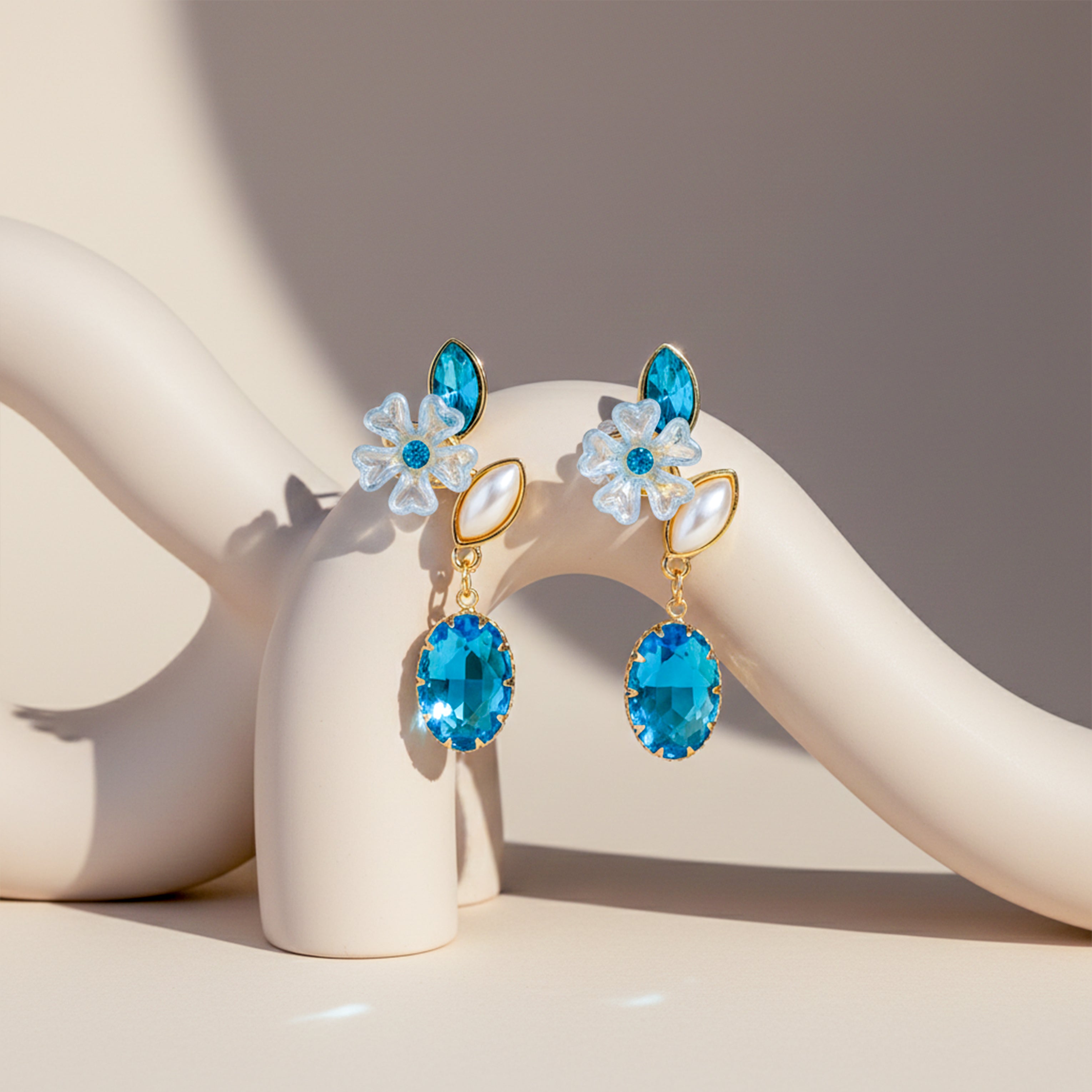Aqua Blossom Earrings GWE -239